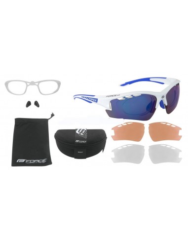 Occhiali ciclismo Force F.RIDE PRO WHITE lenti BLU