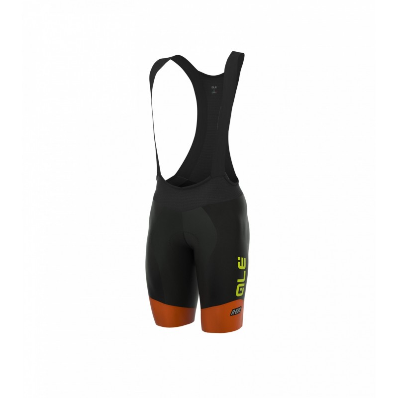 Pantaloncini ciclismo ALE' R-EV1 MASTER nero-arancio fluo-giallo