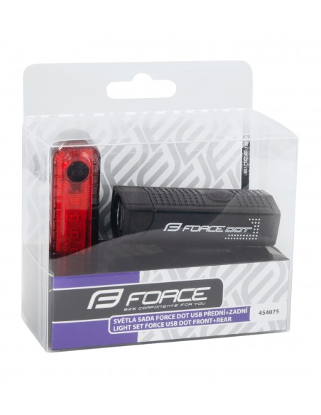 Kit luce anteriore + posteriore di sicurezza FORCE DOT led usb