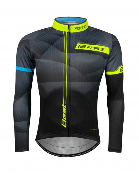 Maglia ciclismo FORCE BEST nero fluo