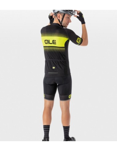 Maglia ciclismo ALE' SOLID BLEND nero giallo fluo 2020