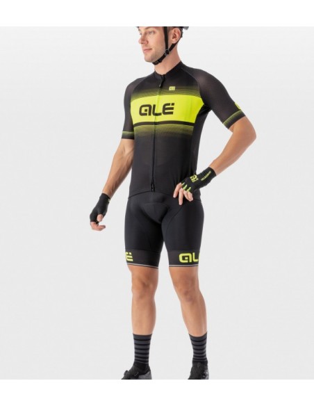 Maglia ciclismo ALE' SOLID BLEND nero giallo fluo 2020