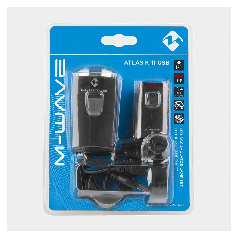 M-WAVE Kit luce anteriore + posteriore di sicurezza led M-WAVE ATLAS K11 UB