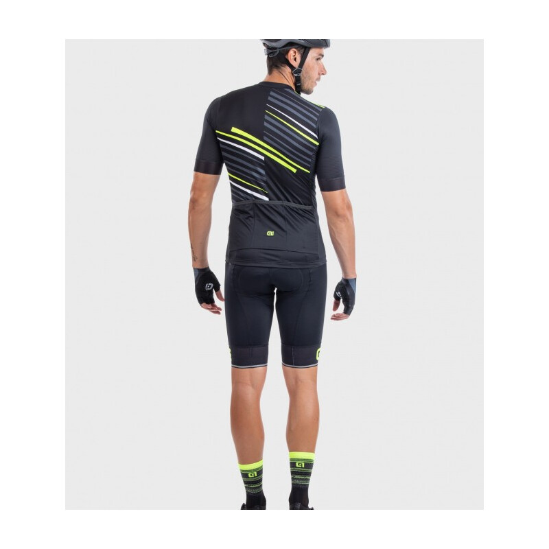 ALE' Maglia ciclismo ALE' SOLID FLASH nero fluo