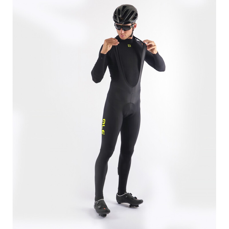 ALE' Calzamaglia invernale ciclismo ALE' SOLID WINTER nero-giallo fluo 2025