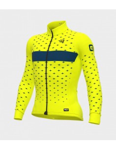Maglia invernale ciclismo ALE' PR-R STARS giallo fluo-petrolio 2022