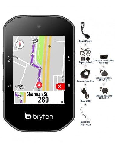 Ciclocomputer GPS bici BRYTON BR S500 T con sensori e fascia