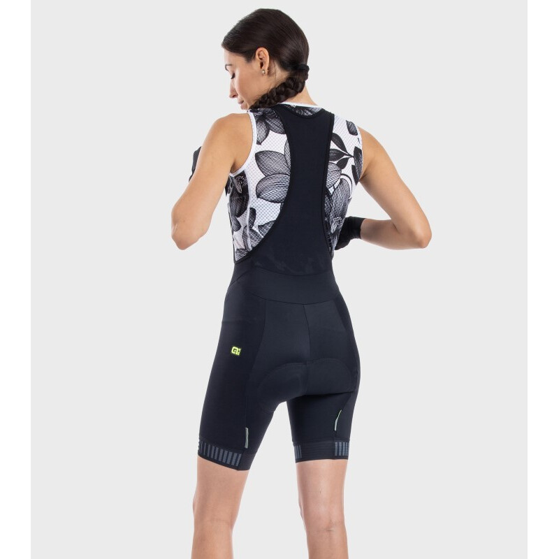 ALE' Pantaloncini ciclismo donna ALE' SOLID TRAGUARDO nero-bianco 2025