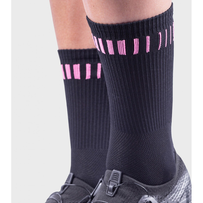 ALE' Calzini ciclimo Q-SKIN 12cm ALE' LOGO nero-rosa fluo