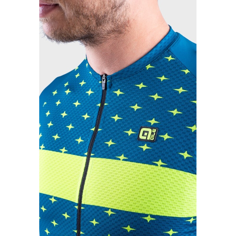 ALE' Maglia ciclismo ALE' PR-R STARS petrolio-giallo fluo