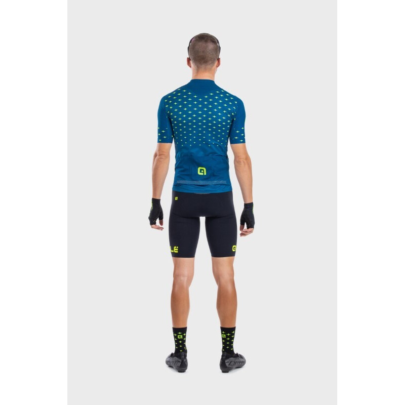 ALE' Maglia ciclismo ALE' PR-R STARS petrolio-giallo fluo