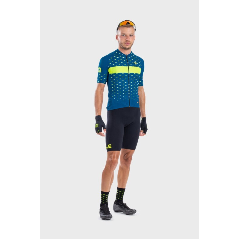 ALE' Maglia ciclismo ALE' PR-R STARS petrolio-giallo fluo