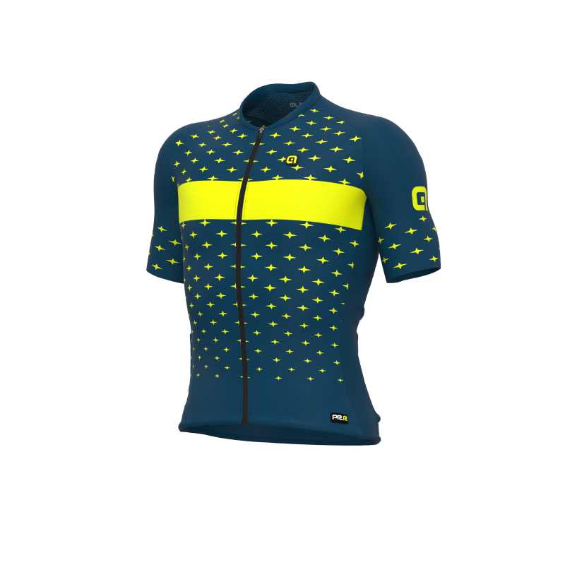 ALE' Maglia ciclismo ALE' PR-R STARS petrolio-giallo fluo