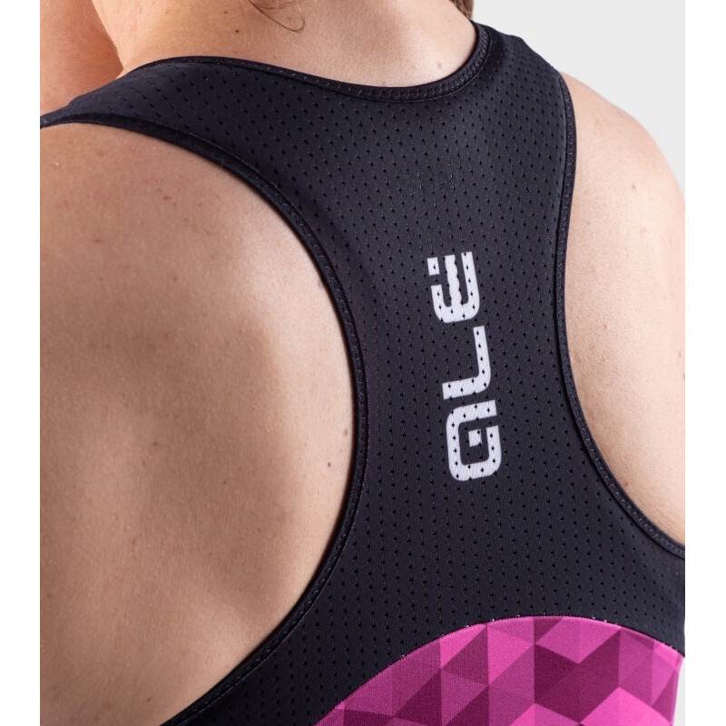 ALE' Top donna ciclismo ALE' SOLID TRIANGLES rosa fluo-viola
