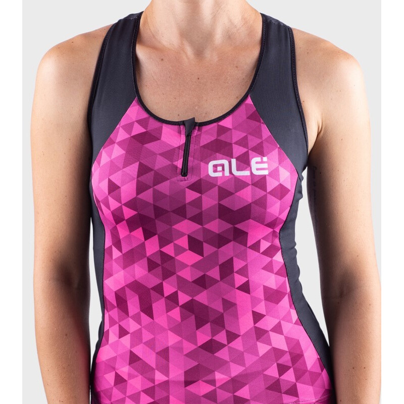 ALE' Top donna ciclismo ALE' SOLID TRIANGLES rosa fluo-viola