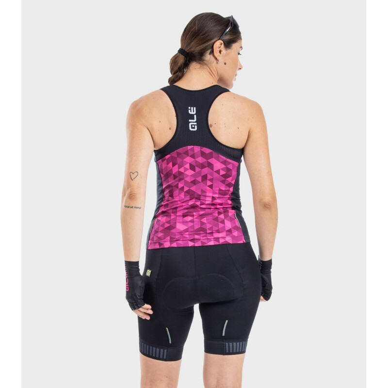 ALE' Top donna ciclismo ALE' SOLID TRIANGLES rosa fluo-viola
