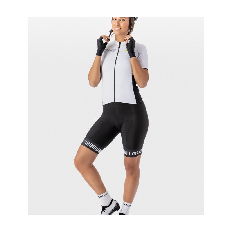 ALE' Pantaloncini ciclismo donna senza bretelle ALE' PR-R STRADA nero-bianco 2024