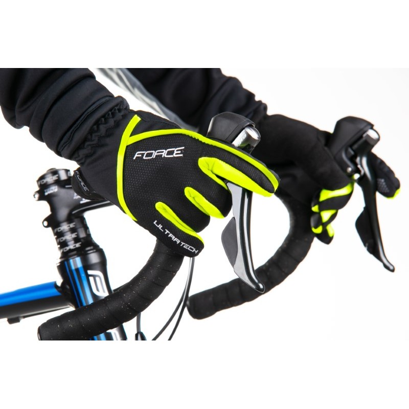 Guanti invernali bici da corsa FORCE ULTRA TECH fluo