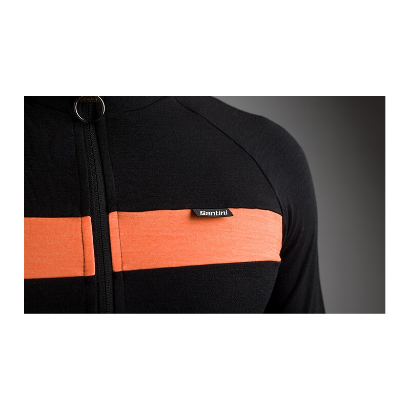 SANTINI Maglia ciclismo invernale SANTINI maniche lunghe ADAPT WOOL arancio