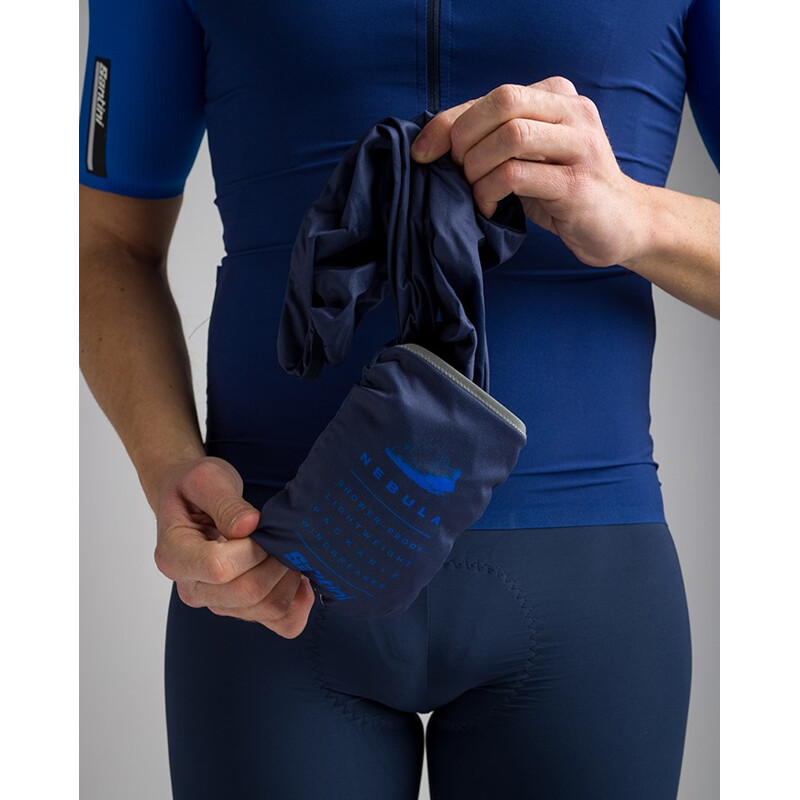 SANTINI Guscio ciclismo antivento SANTINI NEBULA WIND blu