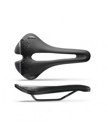 Selle San Marco Aspide Short Open-Fit Racing Saddle - Black Manganese Rails For Men's Road Bikes