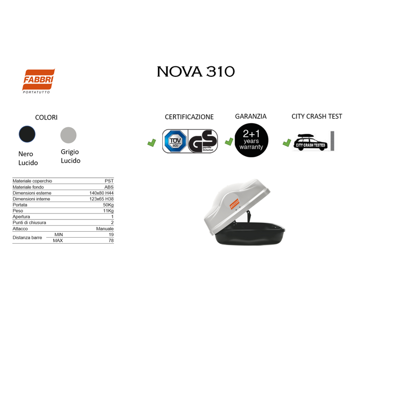 Fabbri Box da tetto baule portatutto auto FABBRI BOX NOVA 430