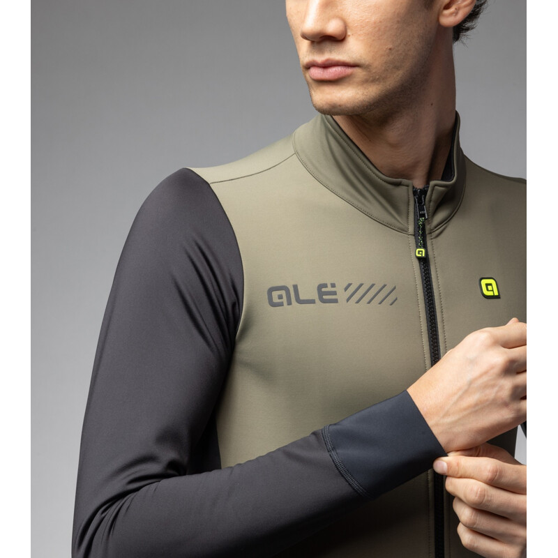 ALE' Giubbino invernale ciclismo ALE' SOLID FONDO 2.0 verde oliva 2025