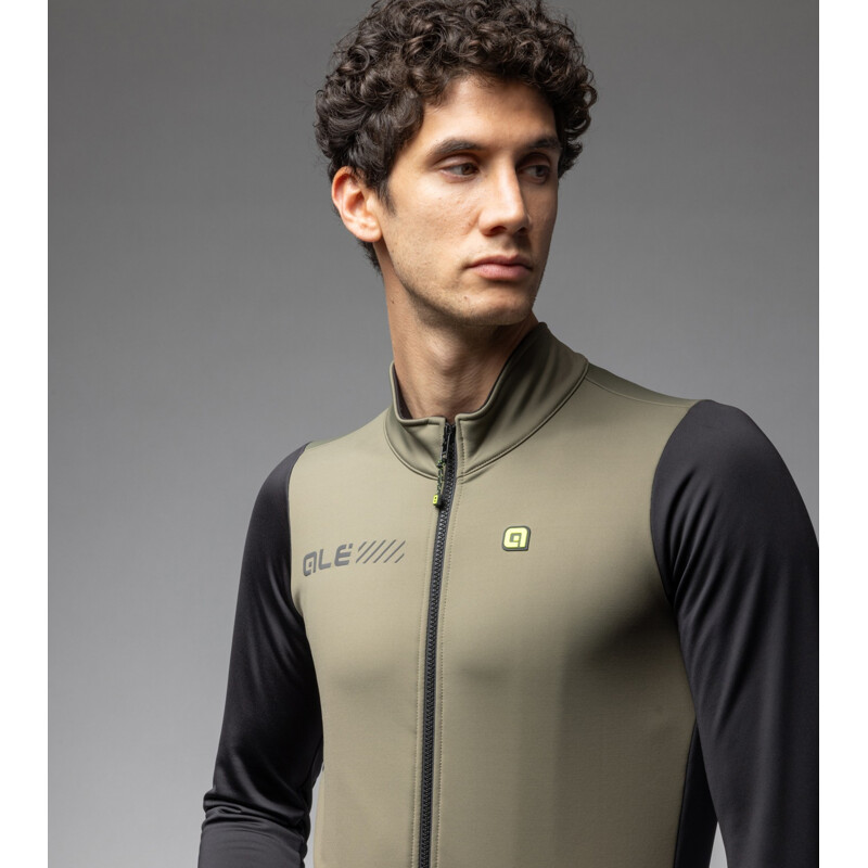ALE' Giubbino invernale ciclismo ALE' SOLID FONDO 2.0 verde oliva 2025