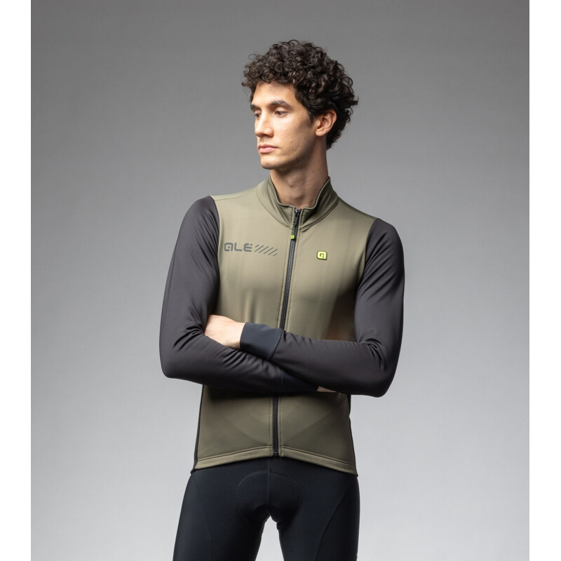 ALE' Giubbino invernale ciclismo ALE' SOLID FONDO 2.0 verde oliva 2025