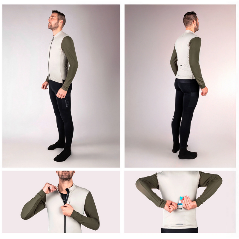 Force Maglia ciclismo maniche lunghe FORCE ENDLESS beige green