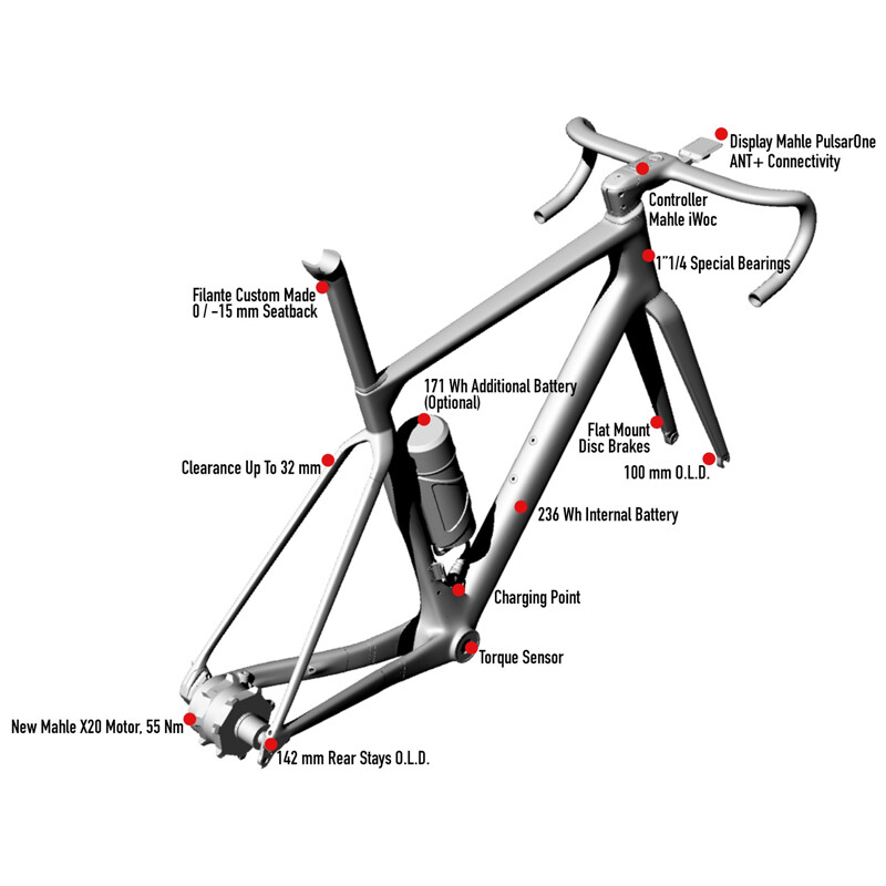 WILIER Bici elettrica ebike WILIER Filante Hybrid SHIMANO 105 Di2 2x12 ruote alluminio